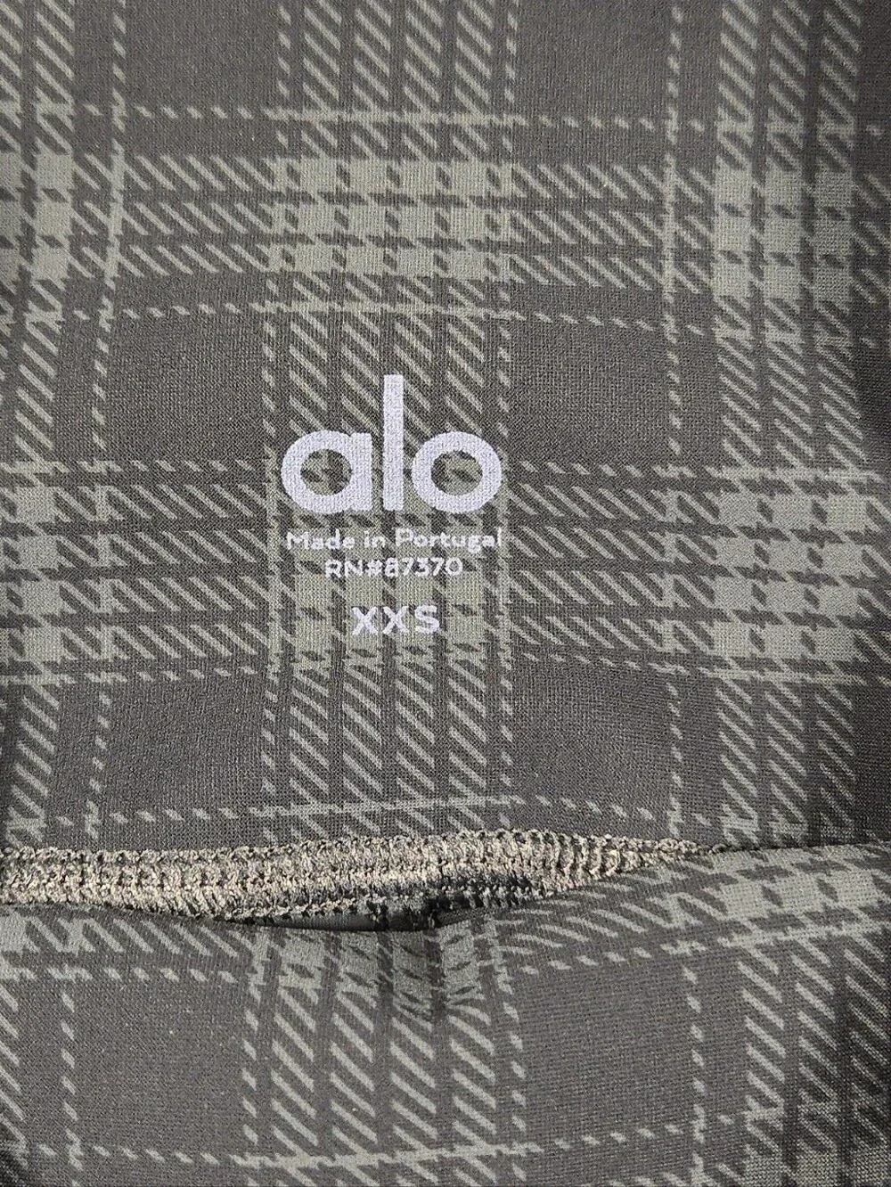 Alo Yoga Vapor High Waisted Plaid Leggings Gray Checked Athletic Yoga Pants XXS
